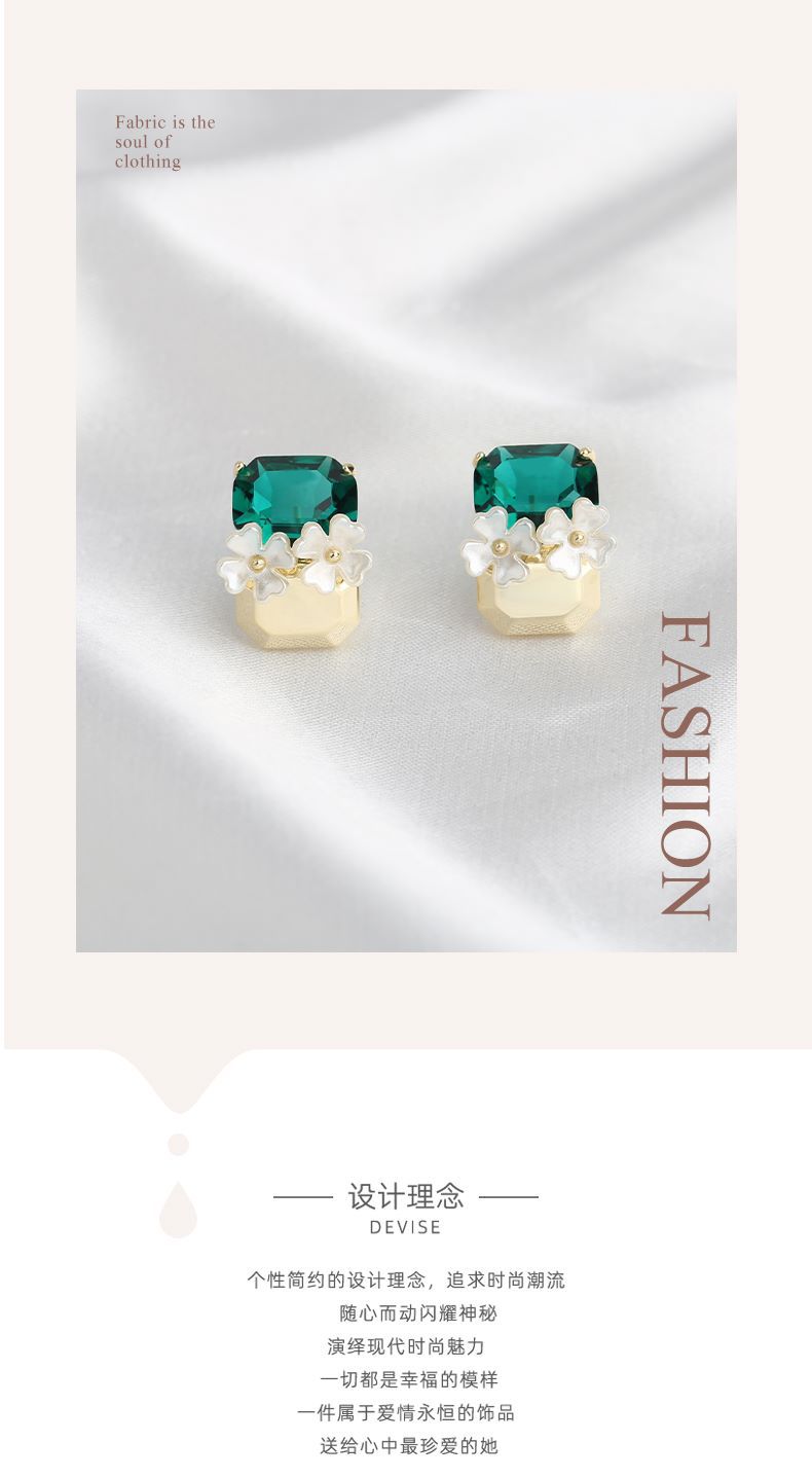 丽银莫奈花园主推款耳饰高级感水晶材质耳环轻奢风气质树脂花耳钉详情1