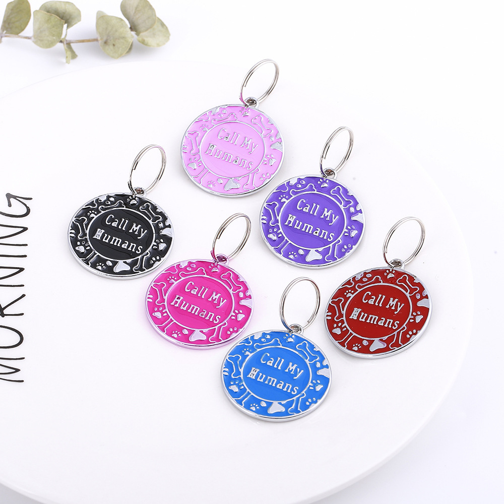 Cross-border in-stock fashionable metal pendant, anti-loss round dog tag, pet identity tag, laser-engraved nameplate pendant pic 1