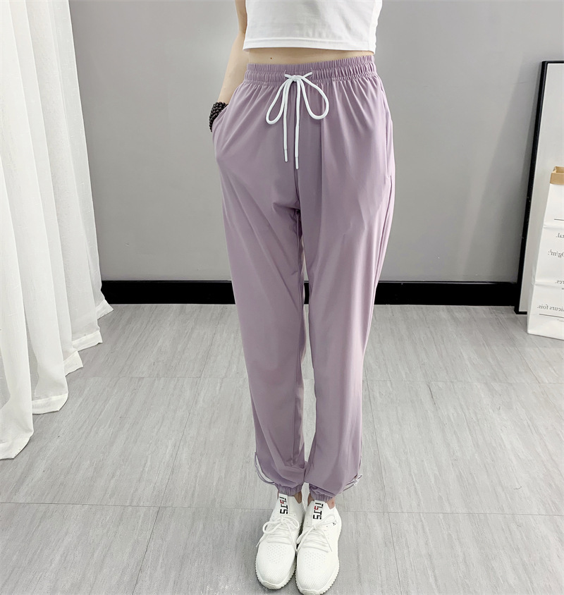 夏季薄款冰丝速干运动裤女宽松束脚九分裤户外运动休闲裤时尚新款详情29