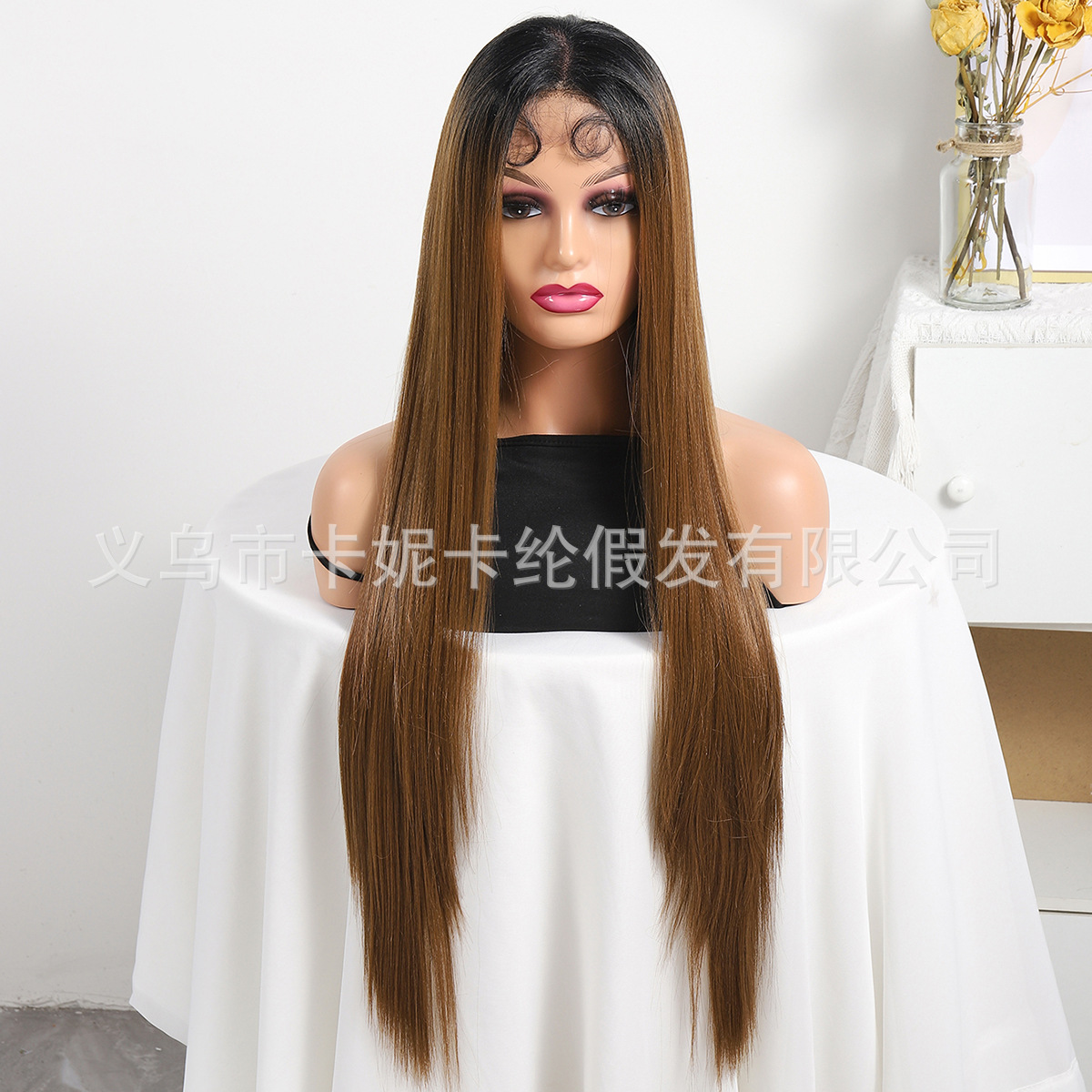 Newlook cross-border supply color creciente pelo largo encaje frontal media mano gancho seda de alta temperatura fibra química peluca mangas Wig pic 12