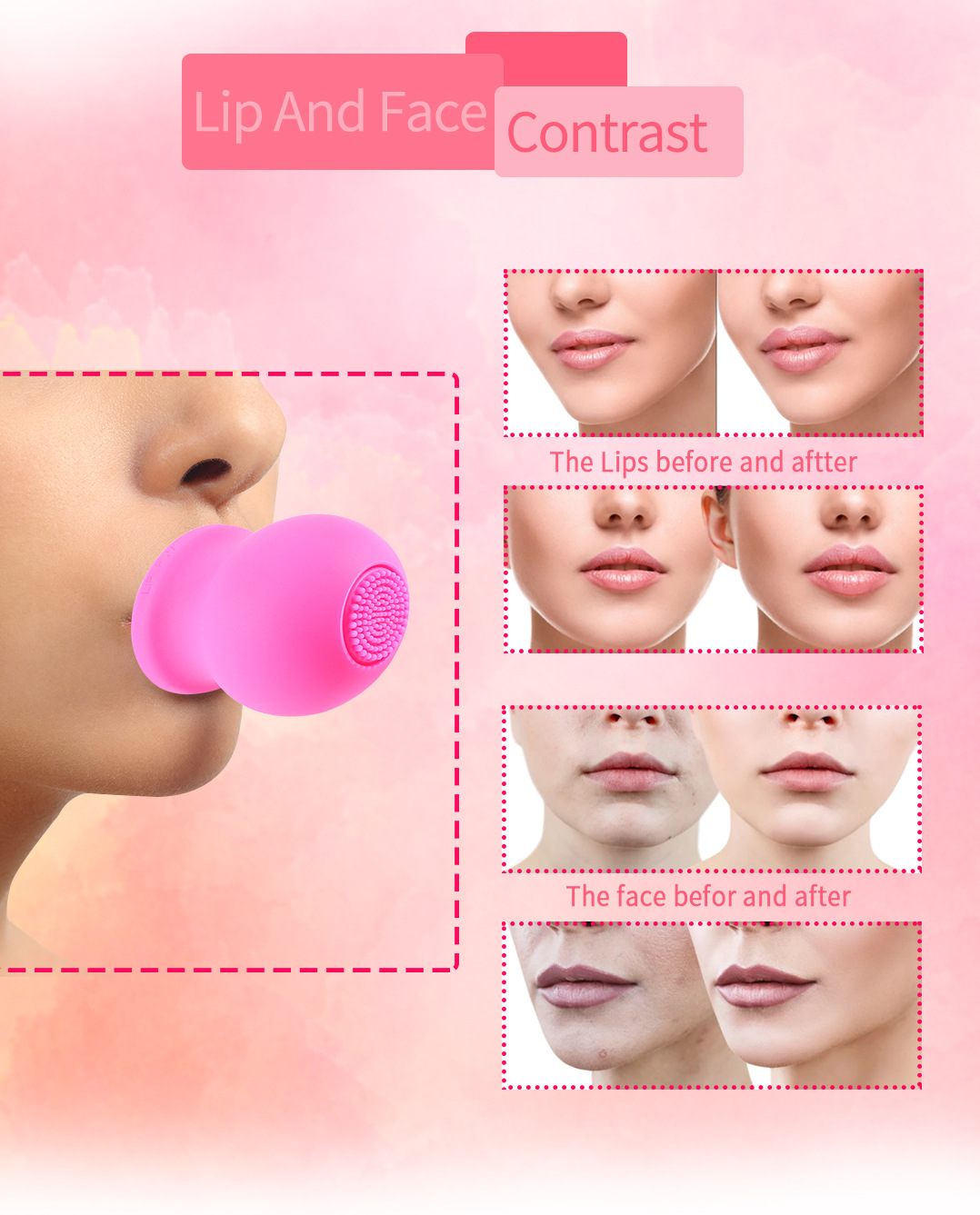 silicone lip pump with the brush Silicone lip beautification device Silicone pump Brush Lip pump is exclusively for foreign trade pic 5