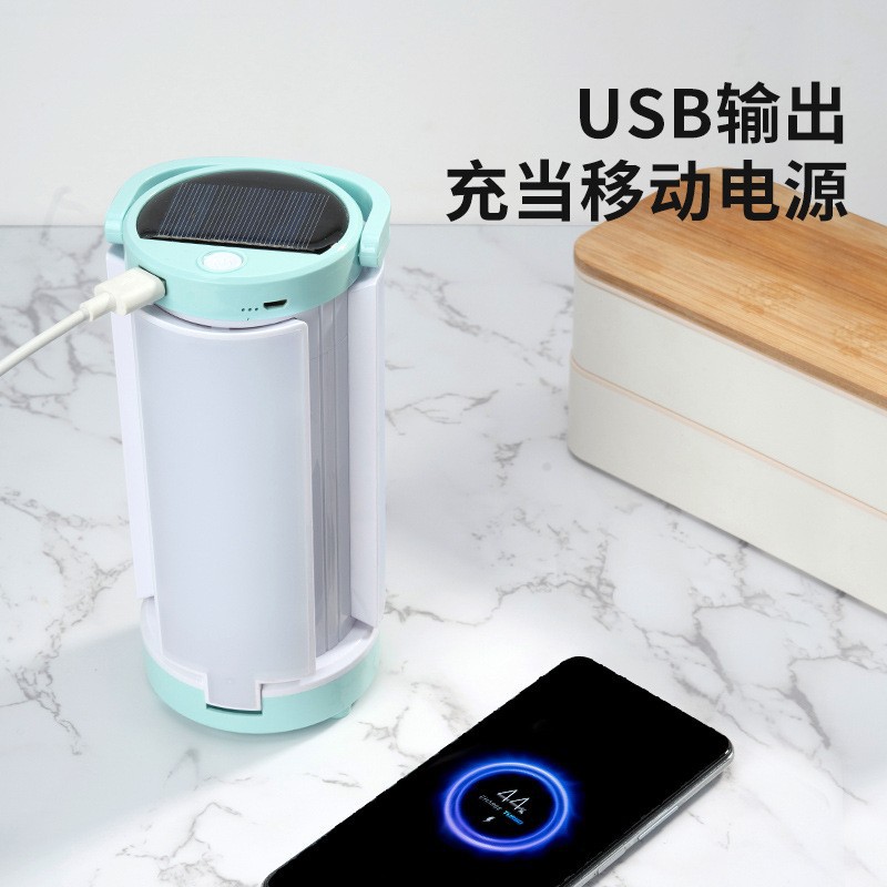 Solar-powered charging camping lamp, outdoor camping LED lighting lamp, folding and hanging tent light strip, output emergency light pic 11