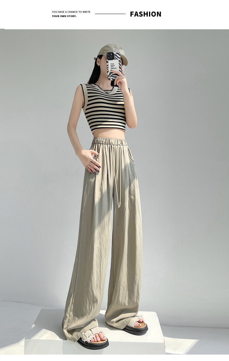 冰丝山本休闲裤女2024夏季新款高腰宽松直筒防晒垂感日系阔腿裤潮详情52