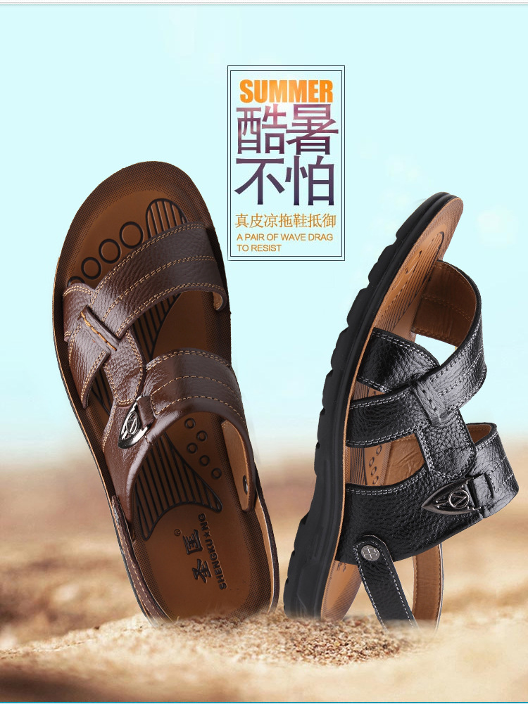 Verano tallas grandes al por mayor 45 46 47 48 49 50 tallas de playa de los hombres capa de piel de vaca sandalias zapatillas hombres pic 7