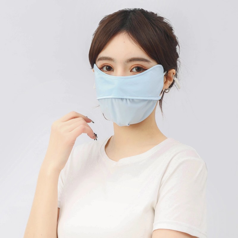 批发新款夏天薄款护眼角防晒面罩女时尚百搭可调节可水洗冰丝口罩详情4