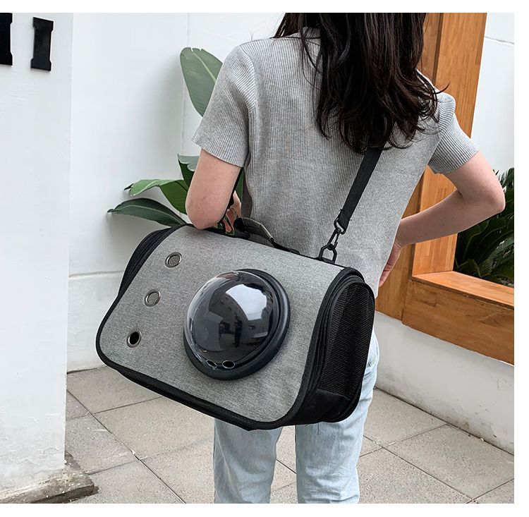 外出新款便携单肩背包手提透明宠物折叠猫咪狗狗太空舱透气外带详情27