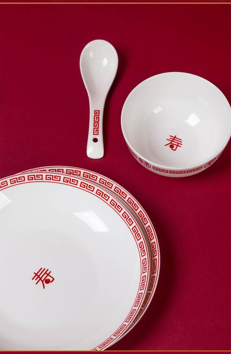 Jingdezhen ceramic tableware sets, bowl and plate sets, household wholesale, Five Blessings sets, gift boxes pic 10