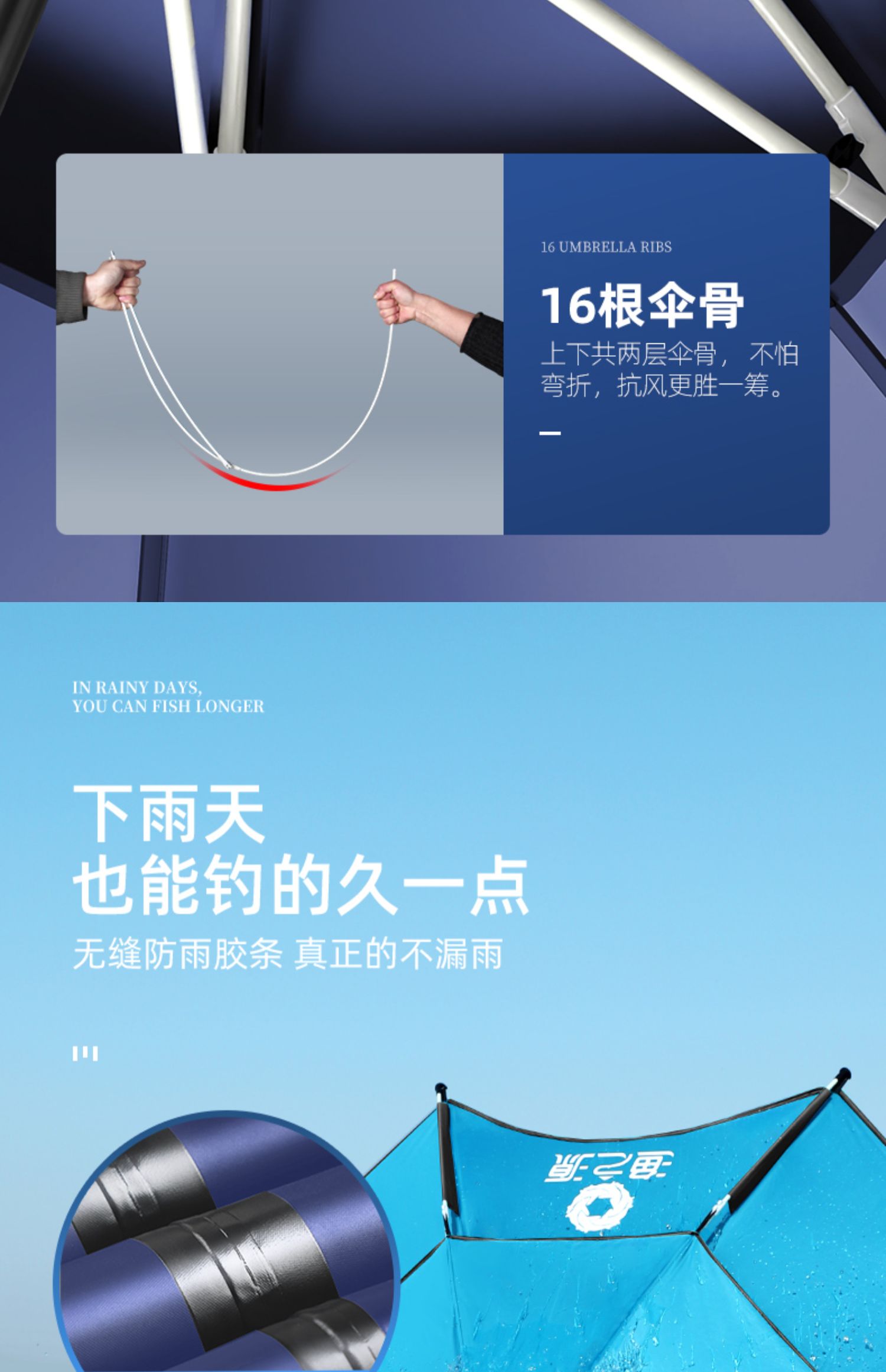 渔之源2022年新款钓鱼伞大钓伞拐杖手杖多向雨伞防暴雨户外遮阳伞详情26