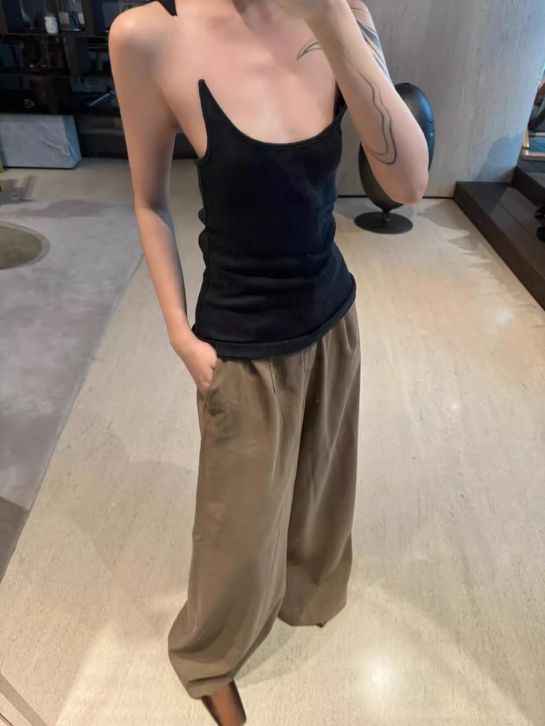 羊皮版~法式方头三角跟穆勒凉拖鞋女夏季真皮包头半拖鞋粗跟半托详情23