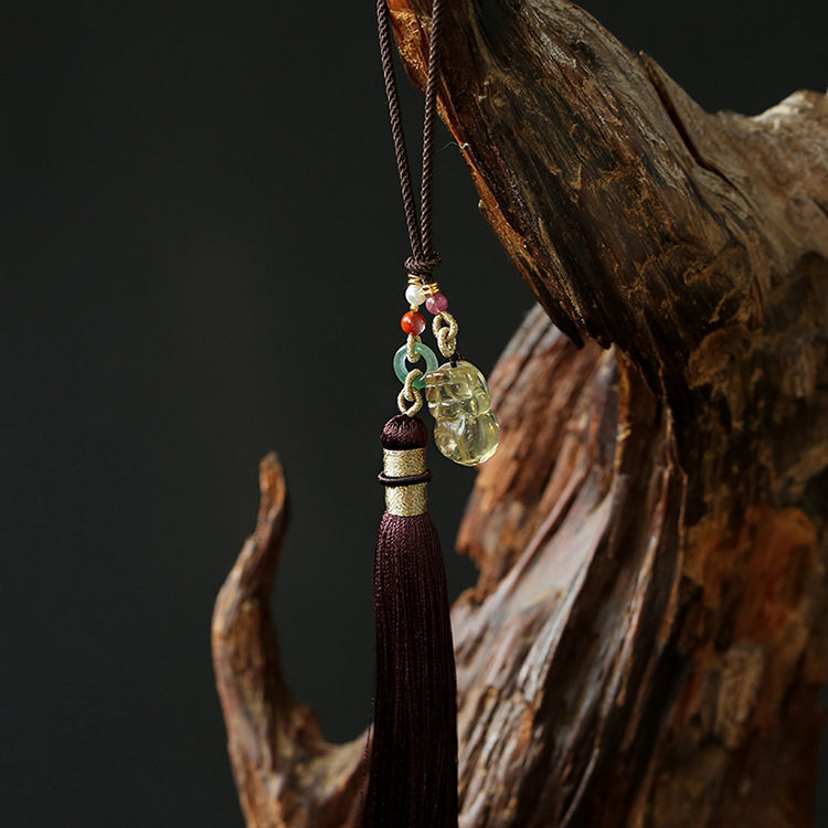 Natural crystal tassels, car hangers, bag hangers, key hangers, yellow crystal PI Xiu waist accessories, Hanfu, walking prohibition, cheongsam, lapel pic 4