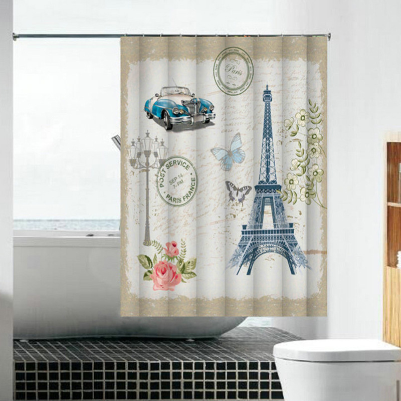Factory supply of polyester waterproof bath curtains, hot sale and wholesale. Digital printing bathroom sets. Customization is supported based on provided drawings pic 23