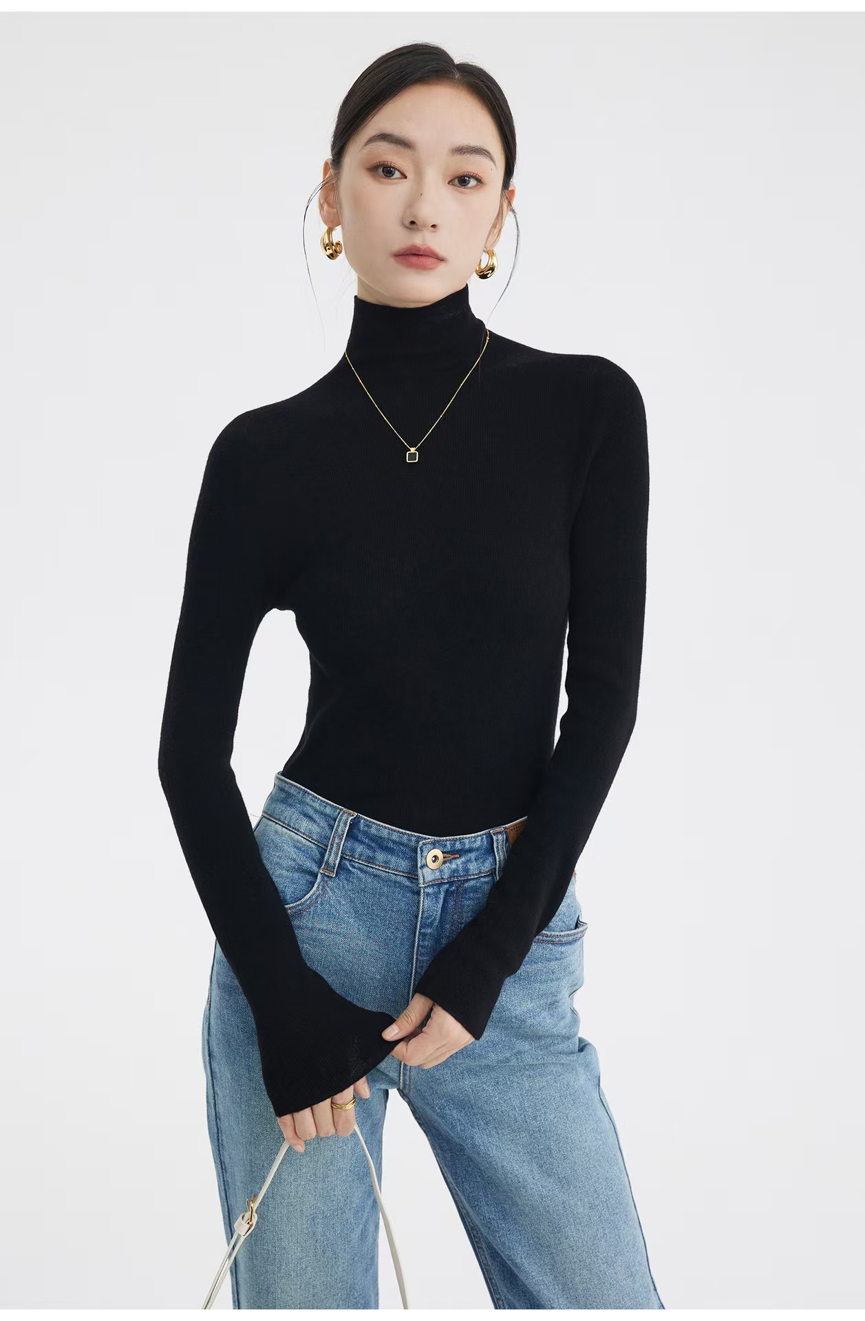 48-count fine-spun wool sweater for women, 100 pure wool seamless one-piece base layer, slim 18-stitch ultra-fine knitted sweater, thin pic 36