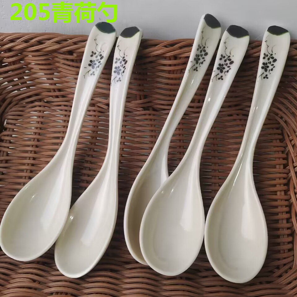 205 melamine spoons, rice spoons, resin spoons, spoons, porcelain imitation spoons, restaurant and hotel tableware, long-handled white spoons wholesale pic 14