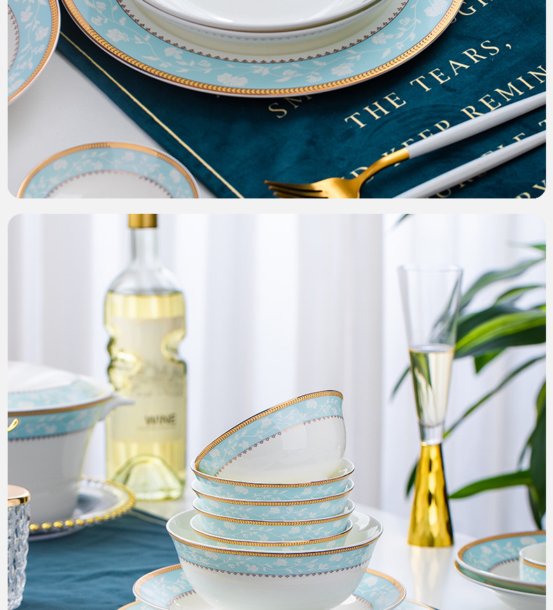 陶瓷餐具套装金边骨瓷碗盘碟家用陶瓷礼品景德镇陶瓷餐具厂家批发详情23