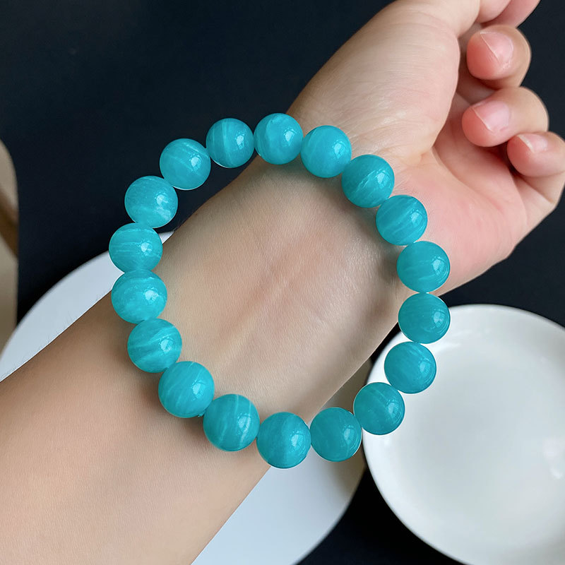 Jingyao Natural Old pit material blue-green Tianhe stone bracelet, Mozambique Amazon stone bracelet Crystal jewelry pic 11