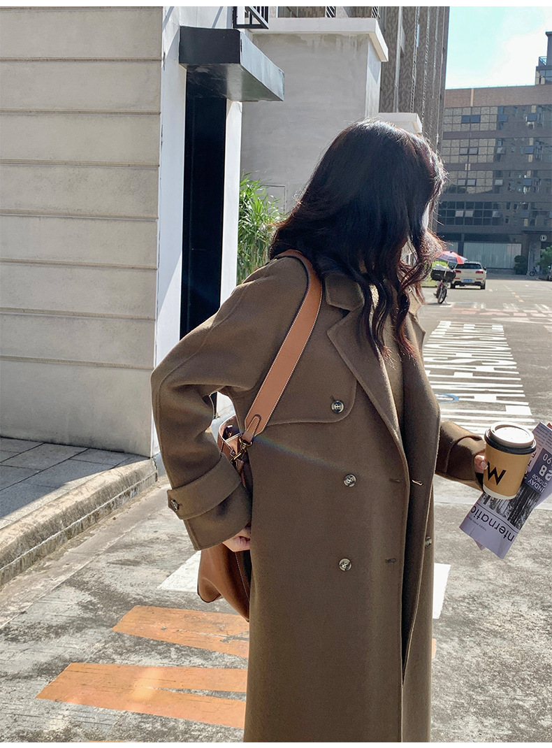 Q469 Dongdaemun Double-sided Cashmere Coat Korean version Autumn and Winter New Style Wool Tie suit collar woolen coat for women pic 47