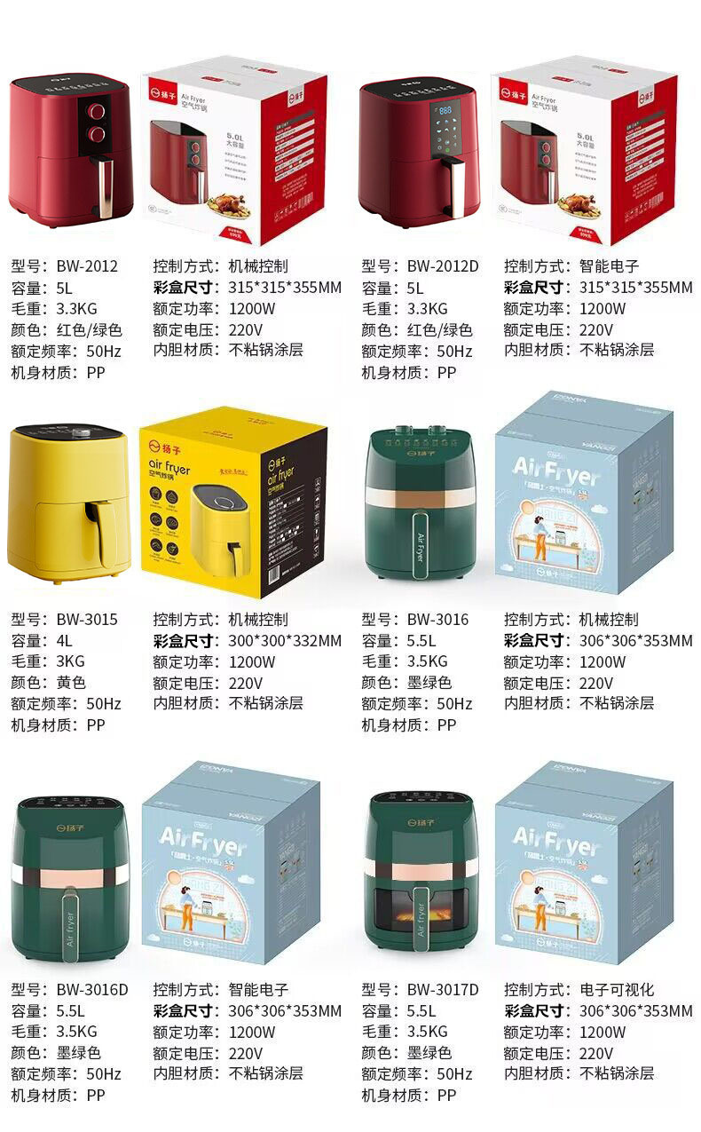空气炸锅 多功能air fryer扬子空气炸锅 家用大容量电炸锅不锈钢详情11
