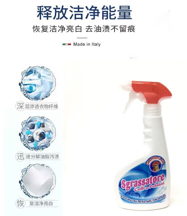 Wholesale and consignment of Italian Rooster collar stain Remover and Yellowing spray-type stain remover for clothing cuffs pic 3
