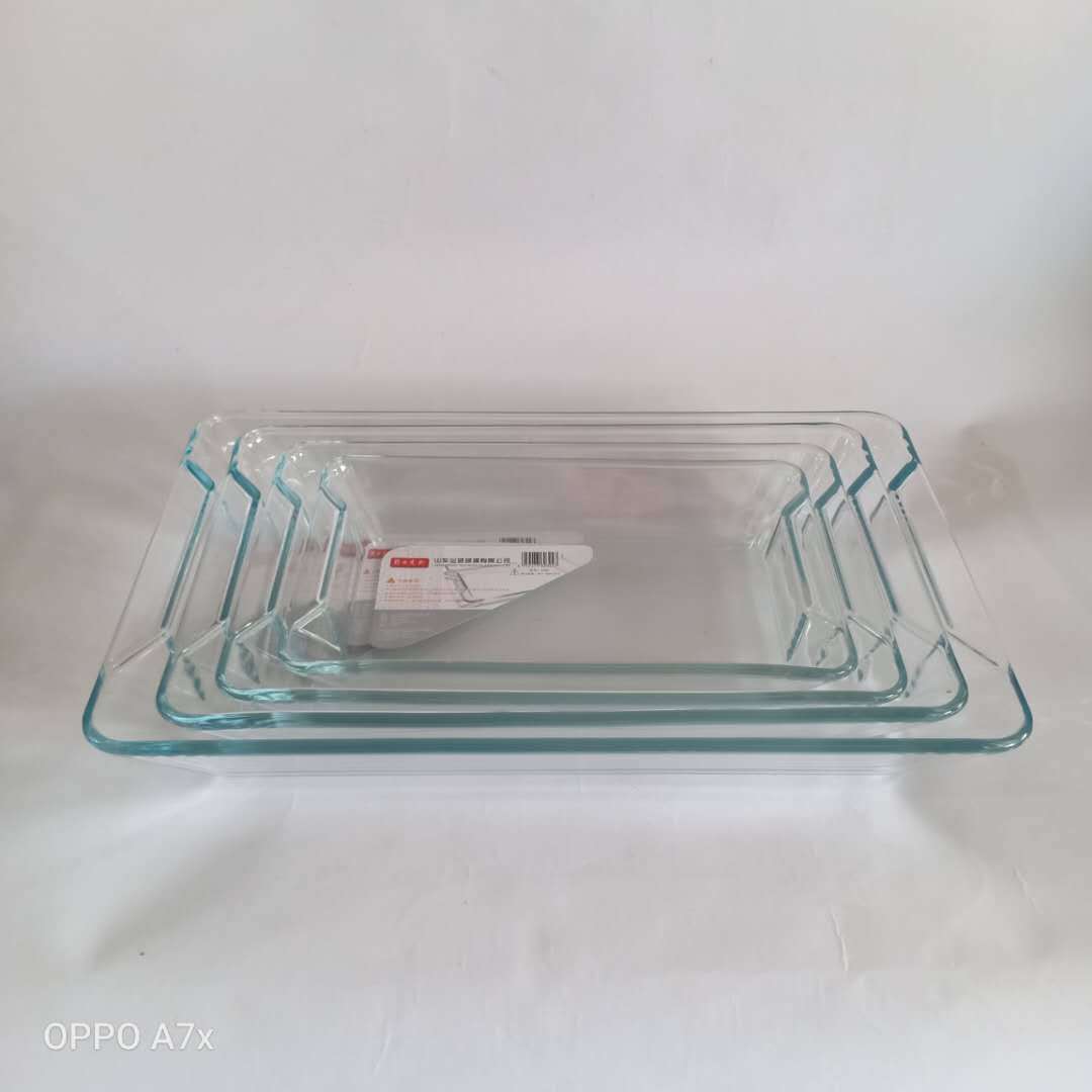 New rectangular tempered glass baking tray with built-in handle for baking glass tray pic 4