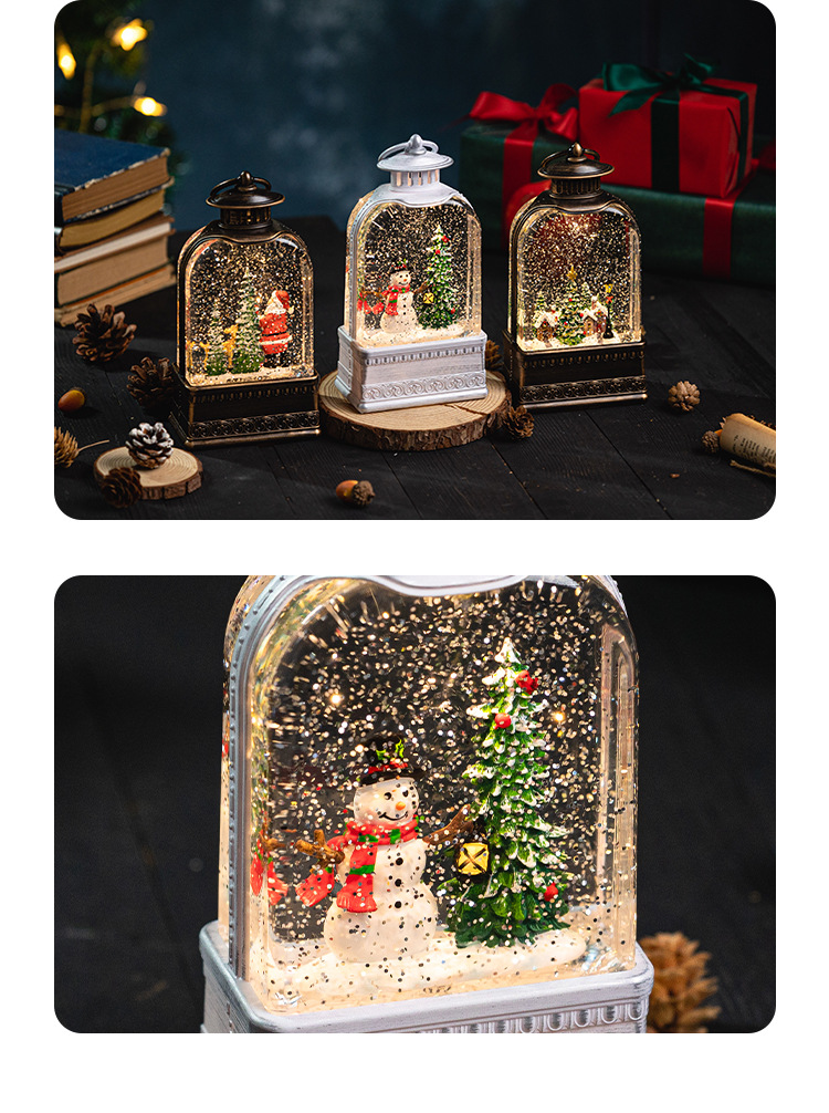 圣诞节装饰品小夜灯手提小油灯飘雪音乐盒八音盒场景布置工艺品礼详情11