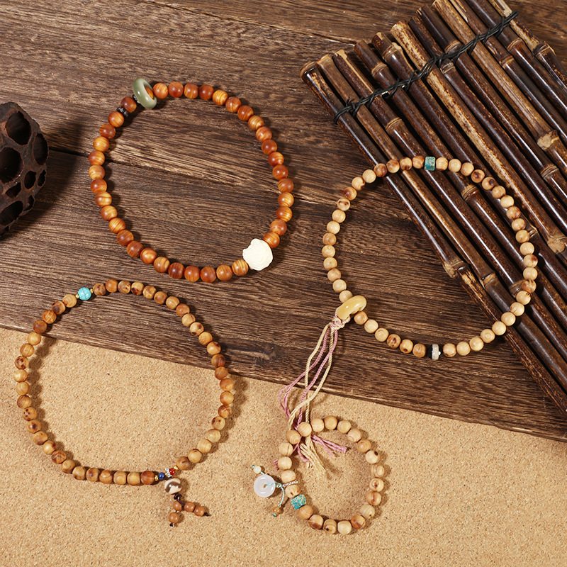Taihang Cliff cypress tumor scar material round bead bracelet, aged high-oil old material, hand-held Buddhist bead bracelet, Bodhi single and double circle cultural play pic 4