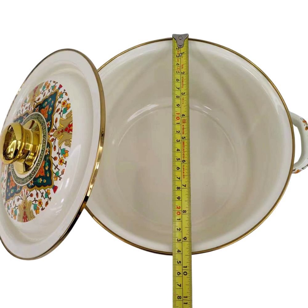 24-26cm俄罗斯花搪瓷特厚炖锅双耳加厚家用汤锅珐琅炖锅平底锅可详情1