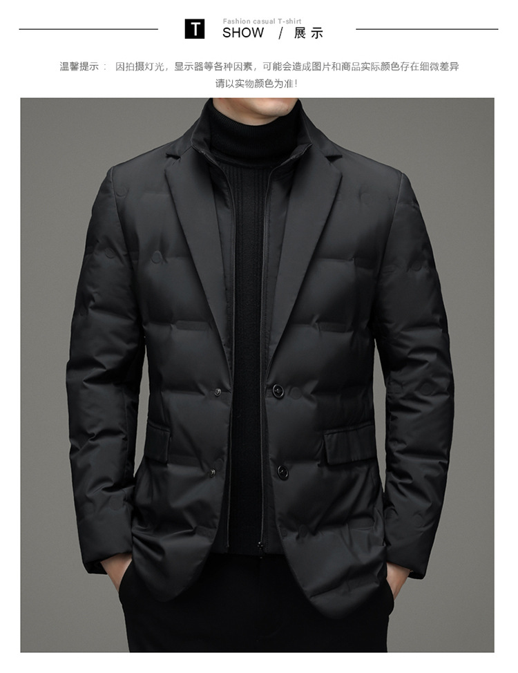 冬季男士防寒羽绒服外套西装围巾领简约羽绒服男跨境爆款高端男装详情18