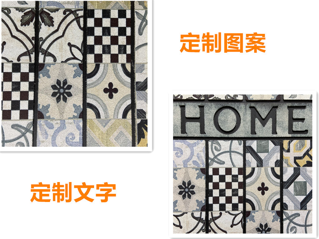 Customizable patterned rubber flocked floor MATS, indoor and outdoor entrance door MATS, heavy-duty rubber floor MATS pic 2