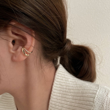 Small C-shaped smooth geometric pattern scented plate ear clips for women, no ear piercings, wearable earrings, elegant earrings factory direct sales pic 19