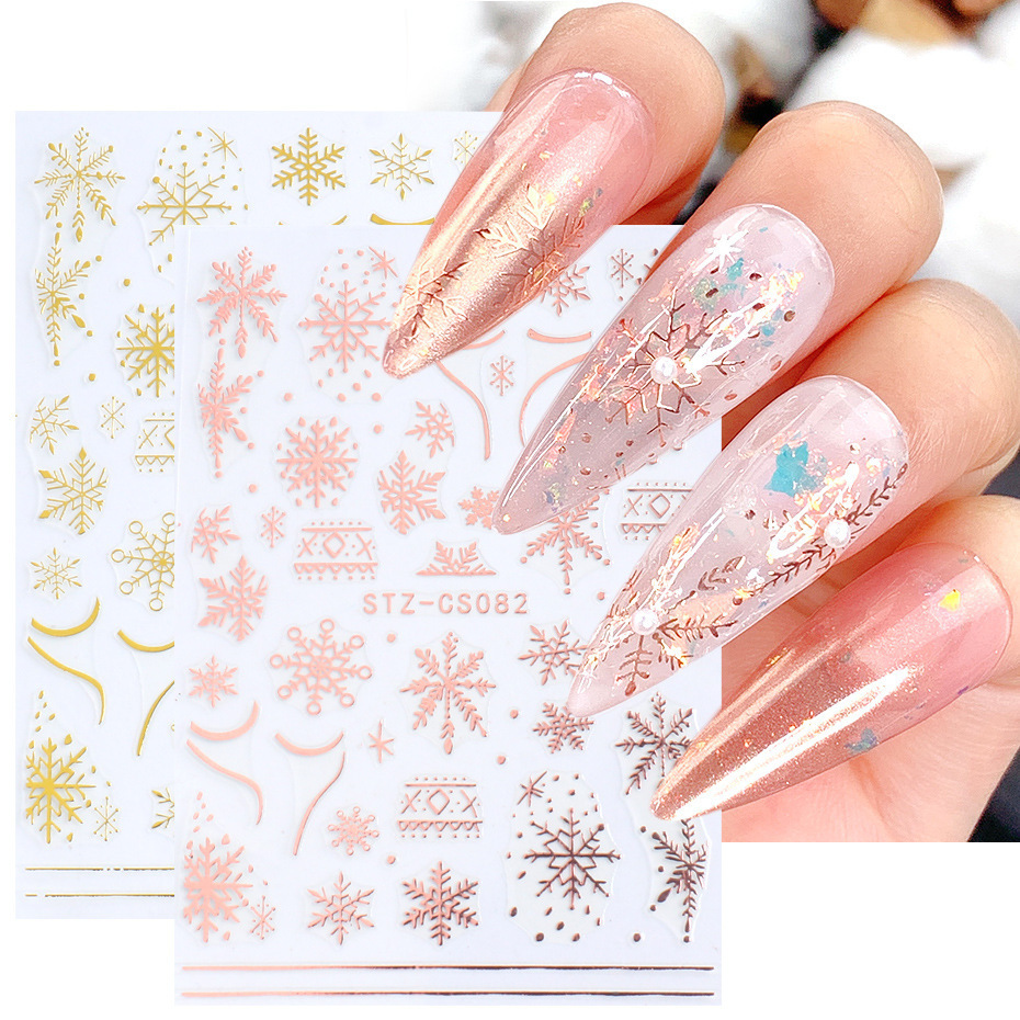 Cross-border new nail stickers ins Leaf Rose Heart Line Platinum Flame self-adhesive nail stickers shanilak pic 8