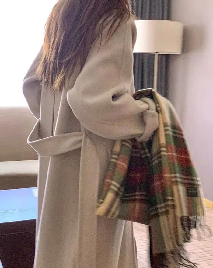 Korean style pink checkered scarf imitating cashmere winter purple scarf 2022 autumn and winter new style widened scarf shawl pic 43