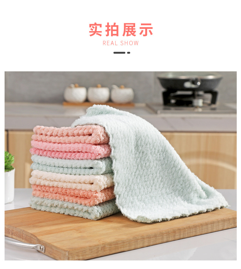 Factory direct sales [5 items] Teak solid color lazy dishcloths, household cleaning products, thickened kitchen cloths pic 12