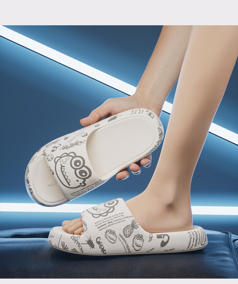 跨境新款eva小恐龙印花凉拖鞋男家居防滑防臭凉拖鞋一字拖批发详情9