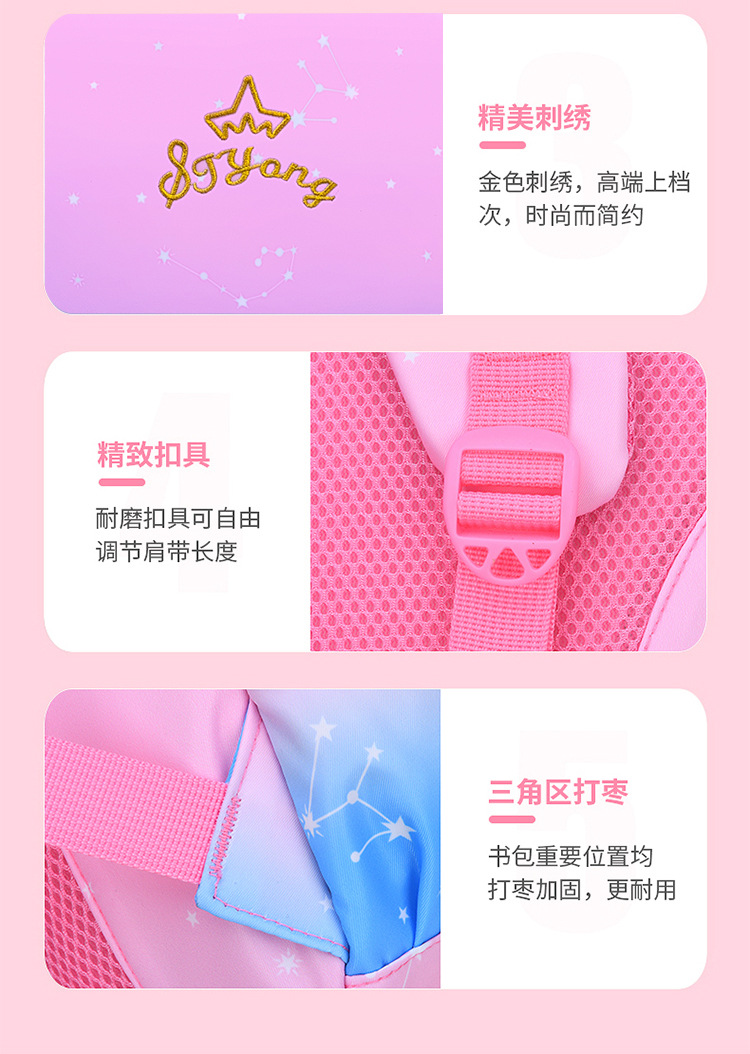 Korean version schoolbag for primary school 1-3-6 grade cute princess children backpack for girls lightweight factory wholesale pic 12