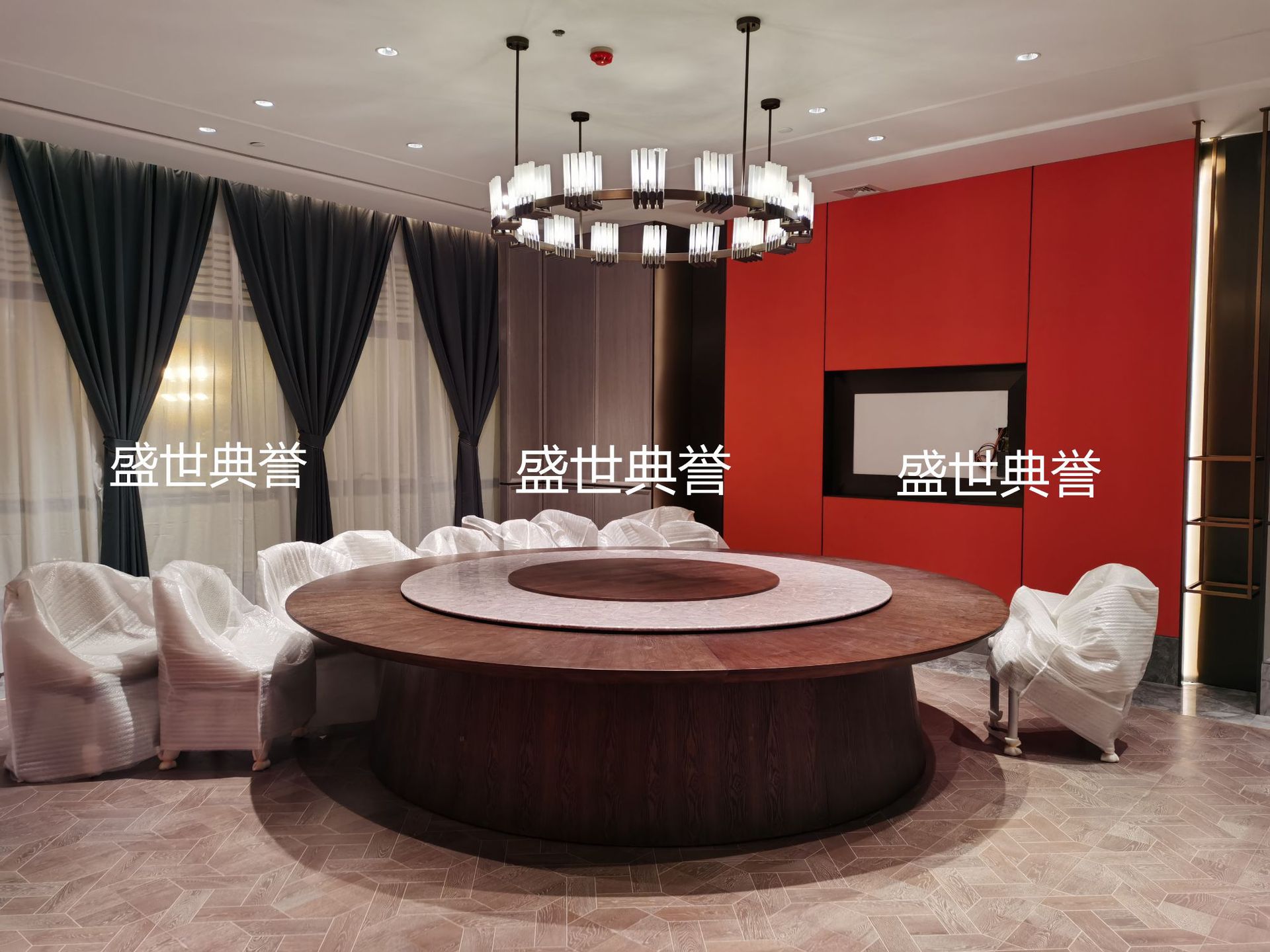 Nanping Resort Hotel solid wood furniture manufacturer direct sales, banquet hotel private rooms, electric dining tables, automatic turntable dining tables pic 13