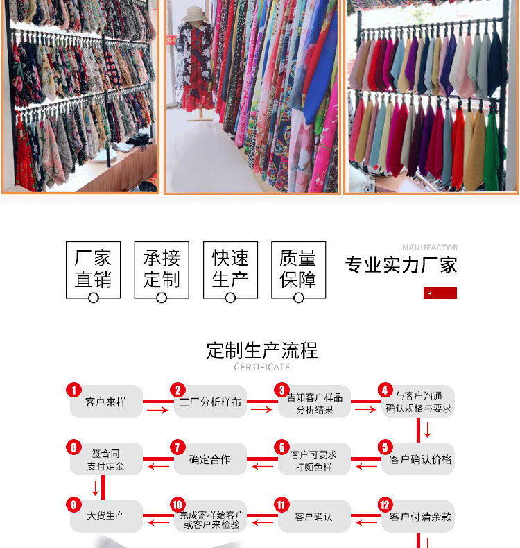 Spring and summer new dress: Chiffon plain weave fabric, heart-shaped printed polyester fabric, four-sided elastic clothing fabric in stock pic 31