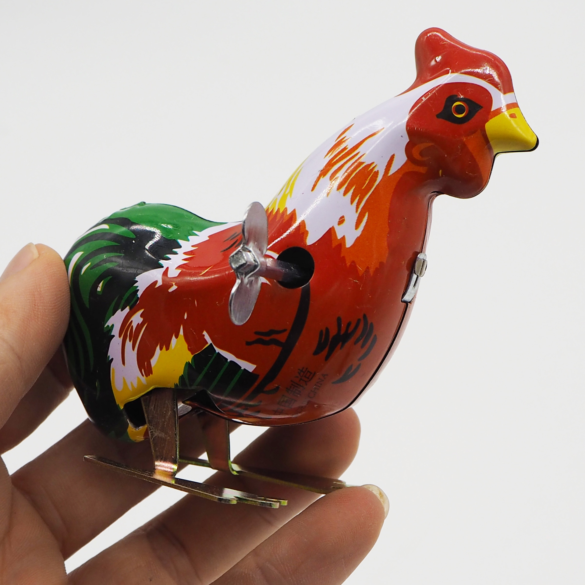 Nostalgic and retro pure handcrafted tin strip Rooster, Jumping Rooster, 80s generation tin toy collection, Douyin same style pic 7