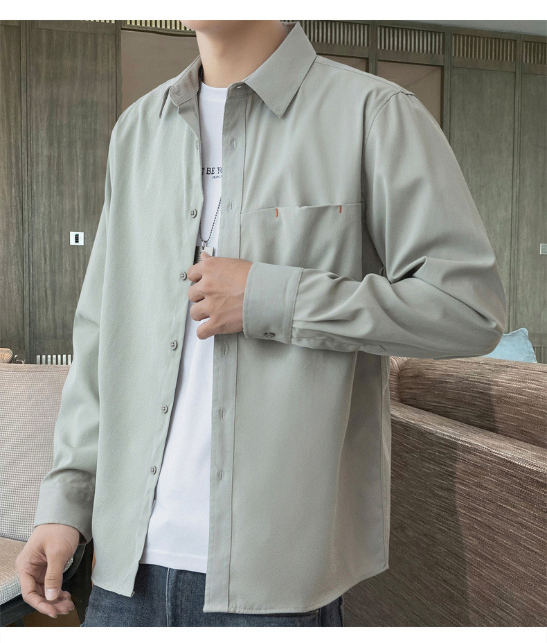 2024 primavera/otoño nuevo manga larga blusa blanca para hombres versión coreana blusa suelta abrigos moda masculina una generación de cabello pic 18