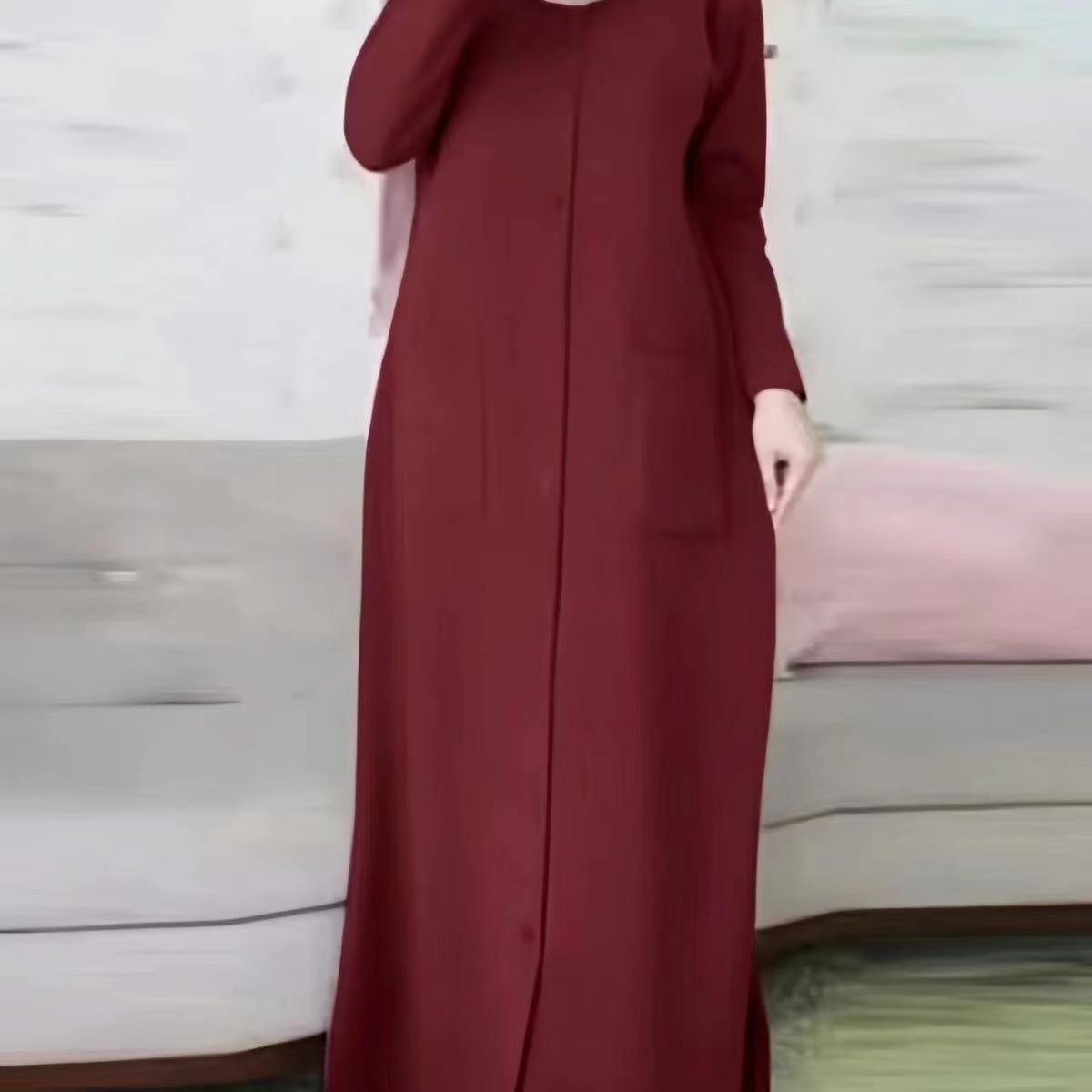 2023时尚春秋新款连衣裙女式泡泡袖纯色背心长袍女士休闲宽松长裙详情19