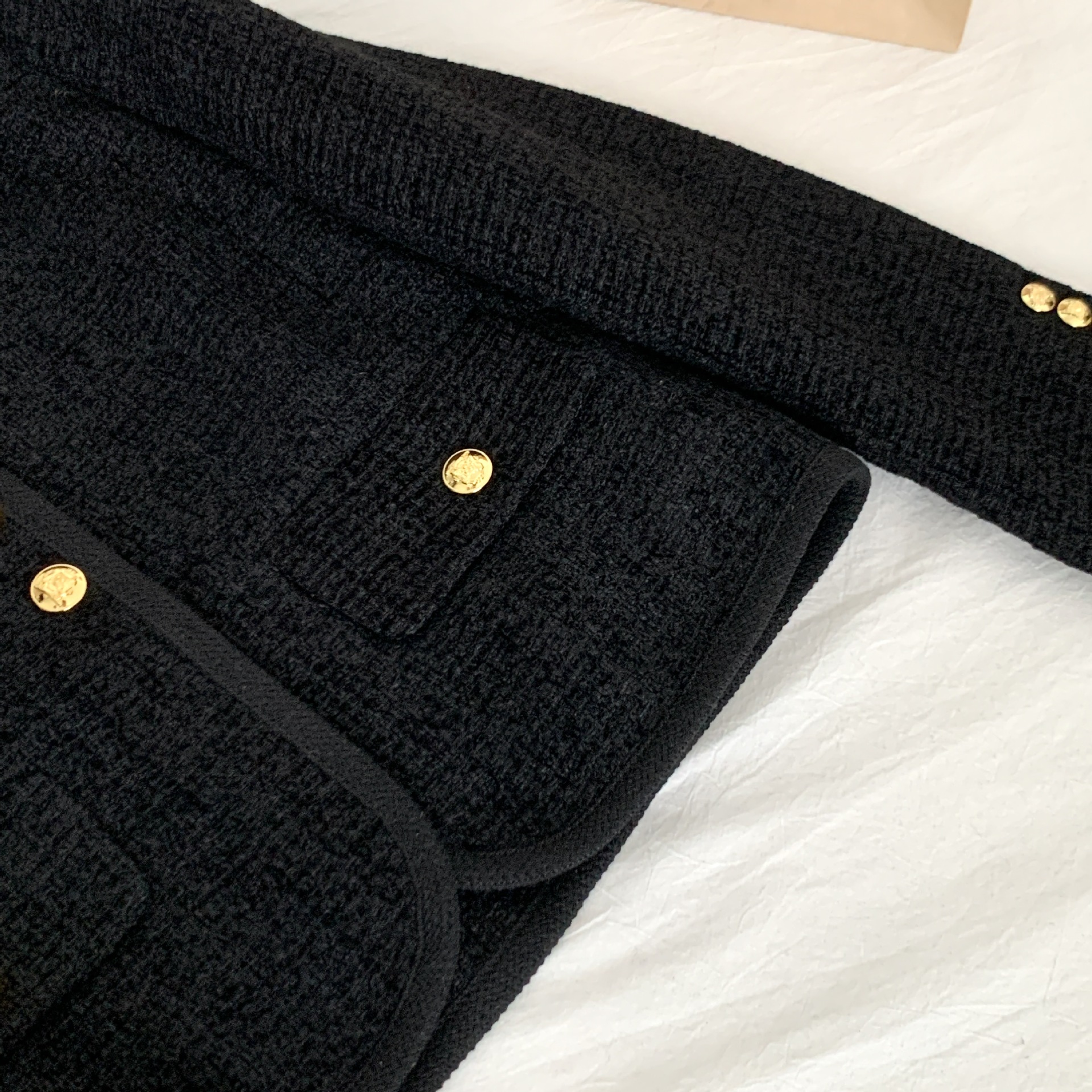 同款~黑色小香风短外套女23秋冬新款粗花呢六扣双口袋详情47