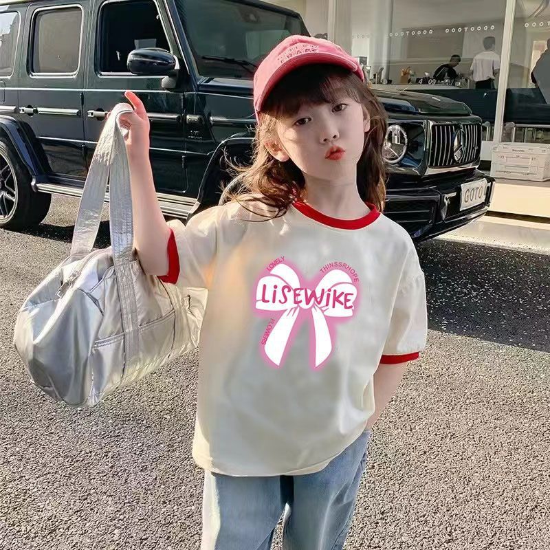 女童纯棉T恤夏装2025新款儿童时尚百搭夏季拼接体恤上衣女孩网红详情14