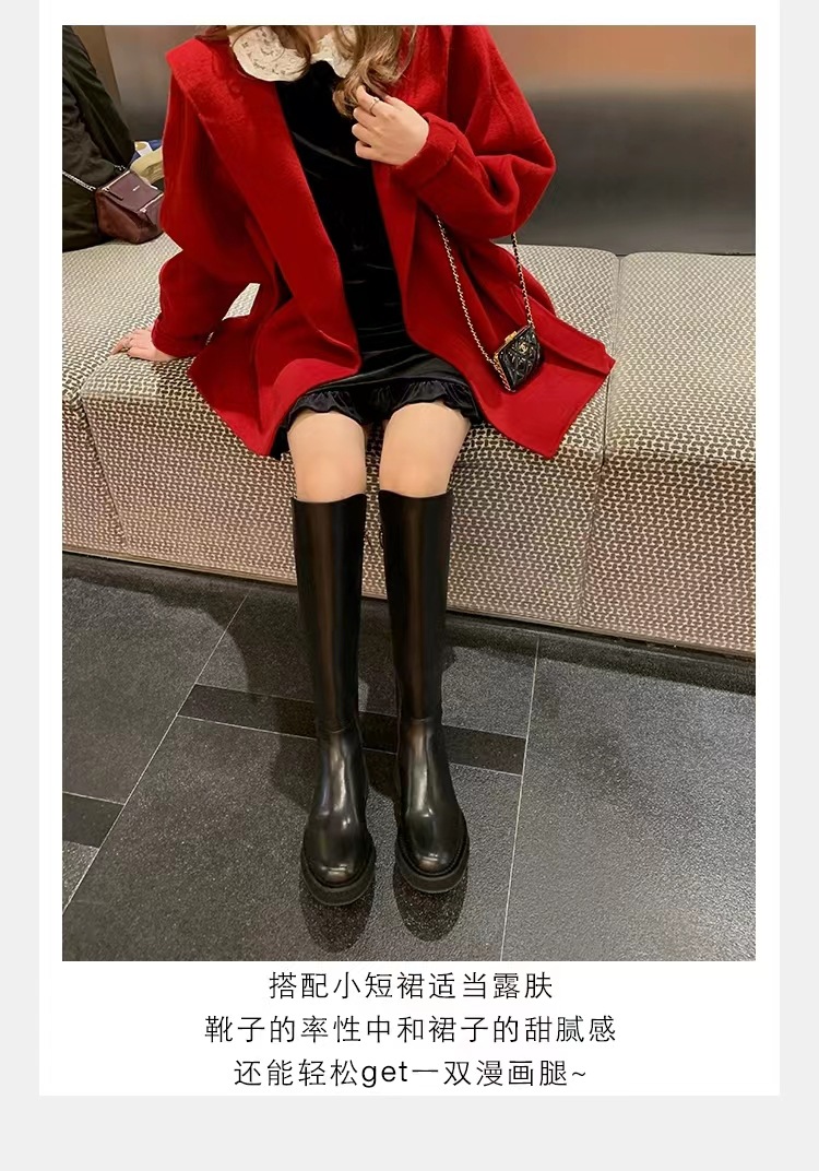 2024秋冬新款厚底小个子长筒靴弹力骑士靴女真皮高筒靴详情21