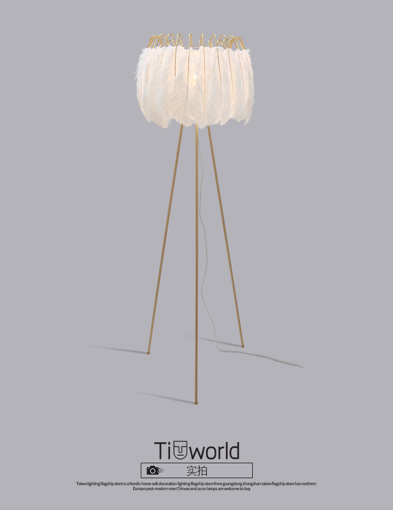 Factory direct sales, popular American-style feather floor lamps, princess bedroom ostrich feather lamps, light luxury European-style living room floor lamps pic 23