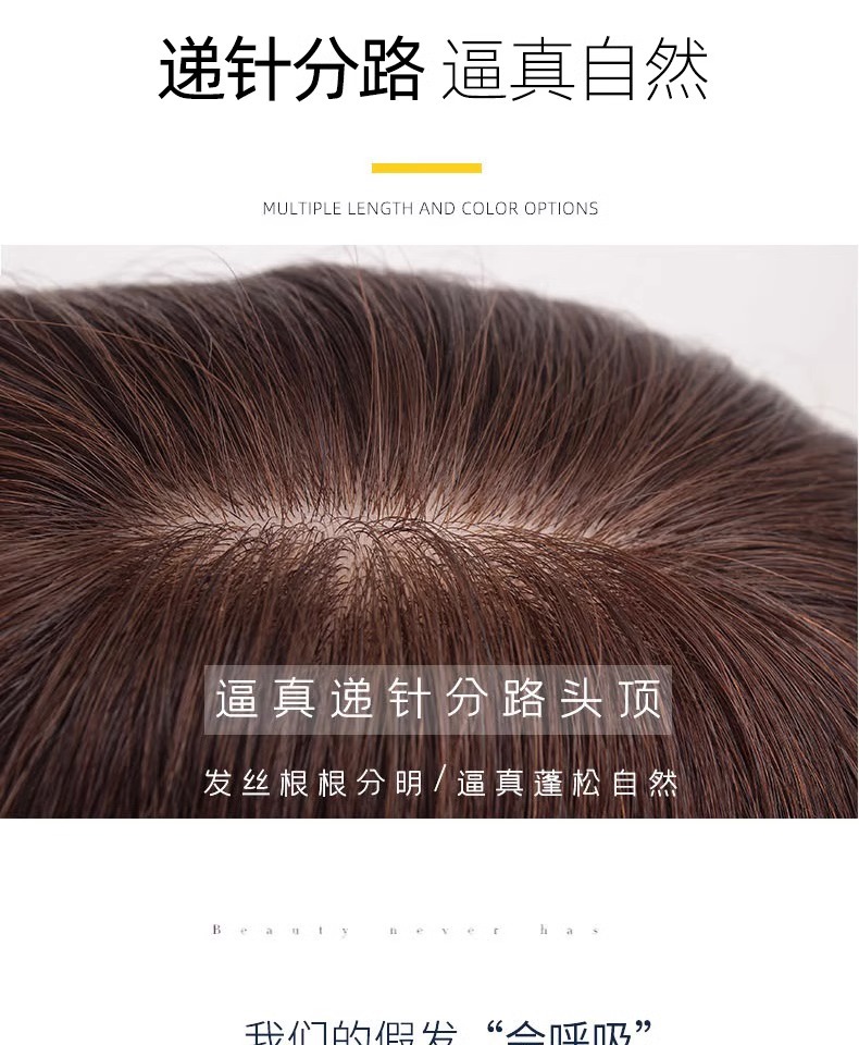 Wig for women, long straight hair, full head cover style, real hair strands, real hair, collarbone, full real, natural, round face, wavy, in stock pic 7