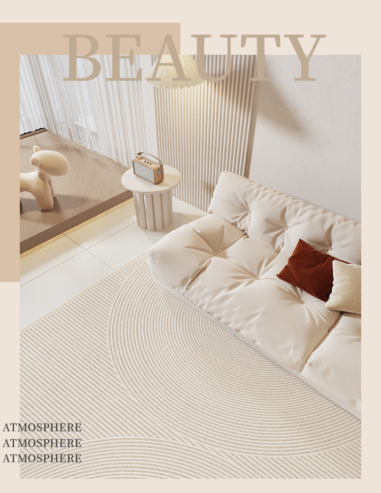 Modern and simple carpet, cream-style long-haired home bedside blanket, 2024 new style floor mat wholesale, bedroom carpet pic 11