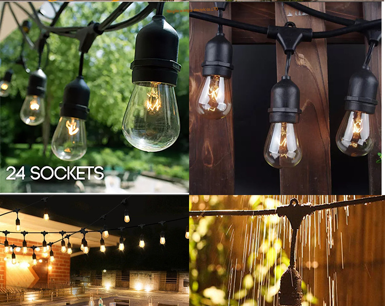 E26 outdoor waterproof light string cable E27RGB power cord pic 1