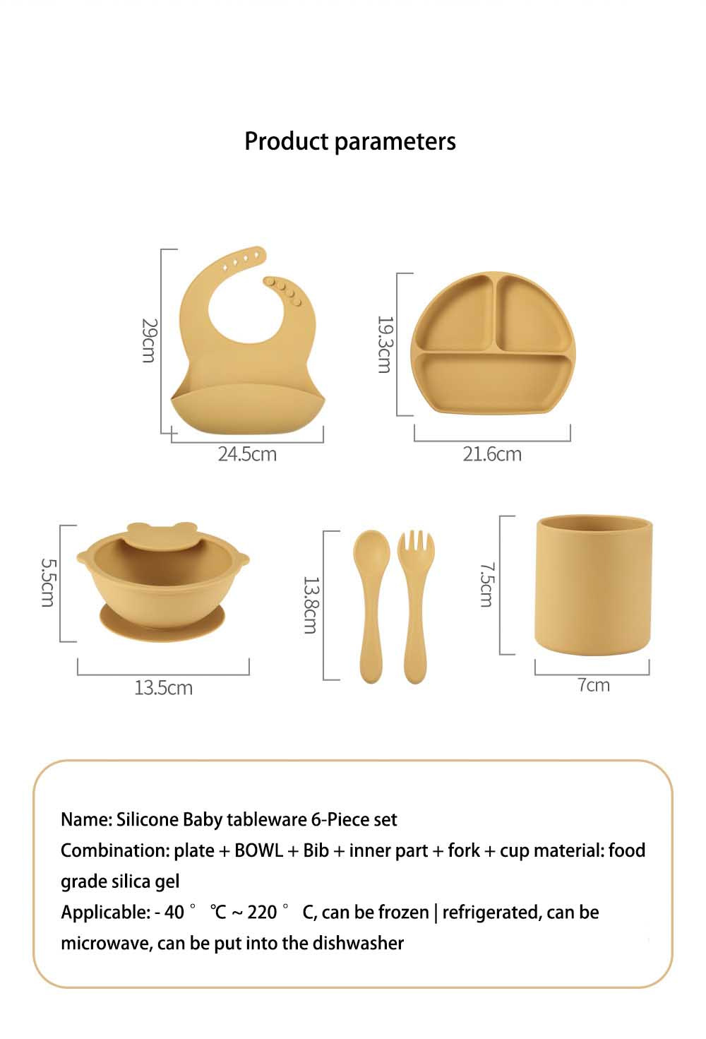 Platinum silicone deer bowl feeding set, bib bowl, fork and spoon set combination, waterproof and easy-to-clean baby products pic 4