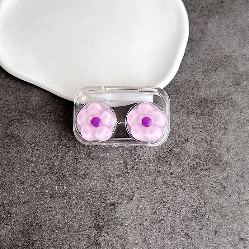 The no-screw cap contact lens case, cute little flower companion box, transparent flip-top one-piece beauty contact box and care box are exclusively for foreign trade pic 11