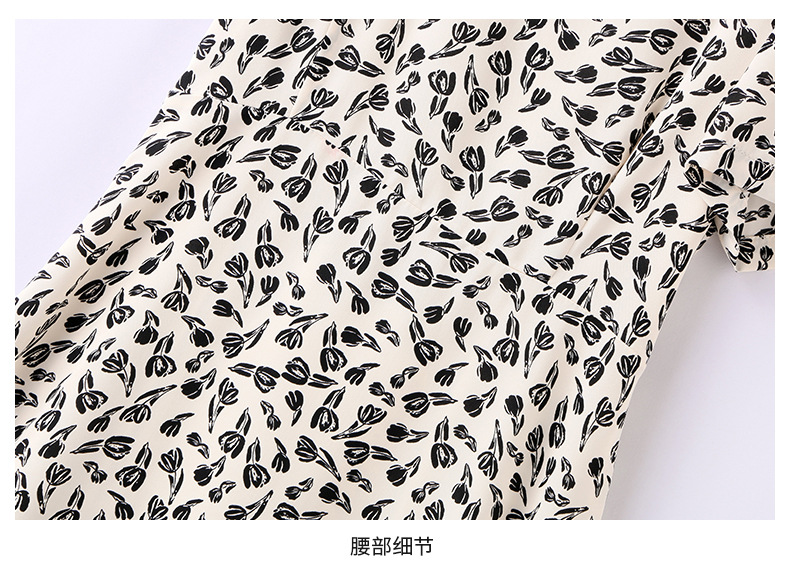 设计感碎花连衣裙女夏2023新款气质修身显瘦茶歇法式方领短袖裙子详情31