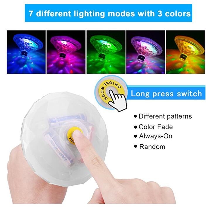 New creative seven-color swimming pool lights, intelligent dazzling projection lights, water float lights and diamond projection night lights for foreign trade pic 1